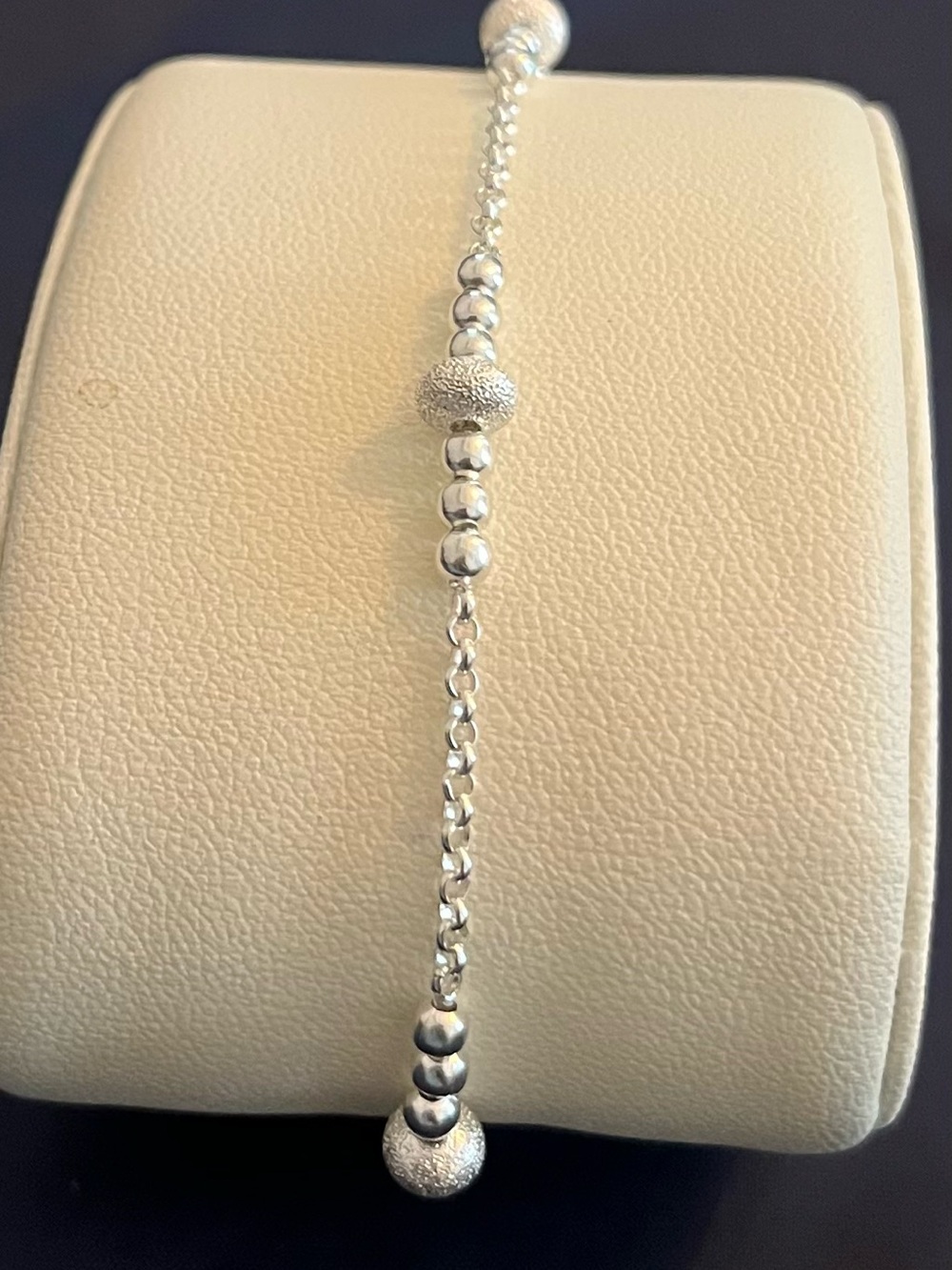 NWOT Peruvian 925 Silver Frosted Stardust Bead Mixed Chain Bracelet